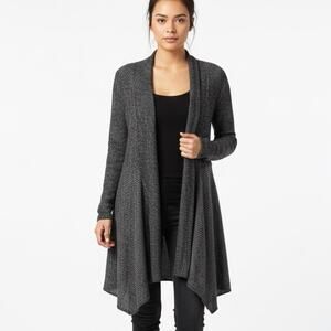 CAbi Cloak Cardigan Womens M Charcoal Gray pen Front Knit Longline Minimalist
